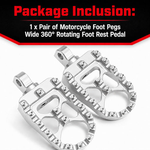 Motorcycle Foot Pegs Wide 360° Rotating Foot Rest Pedal