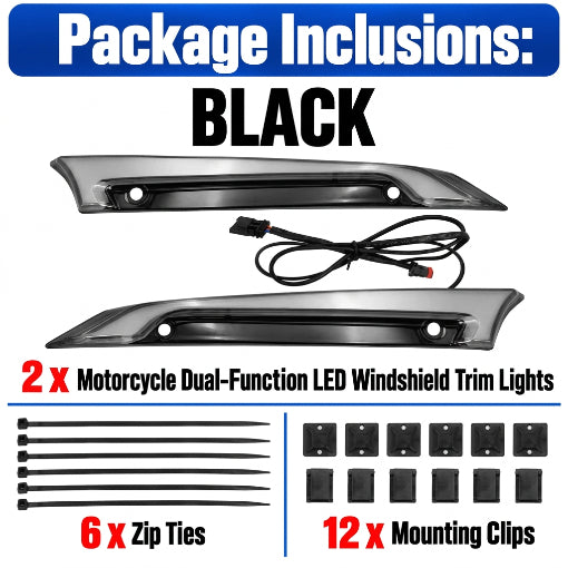 Motorcycle Dual-Function LED Windshield Trim Lights
