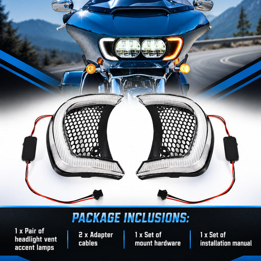 Motorcycle LED Headlight Vent Turn Signal For 2015-2024