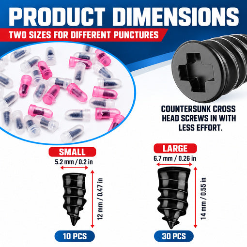 40 PCS Quick Fix Screw-in Tire Plug Kit