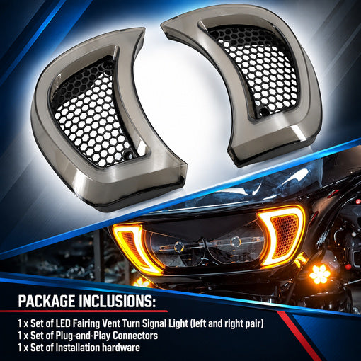 Motorcycle LED Headlight Fairing Vent Accent Turn Signal Lights