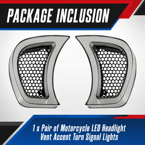 Motorcycle LED Headlight Vent Accent Turn Signal Lights