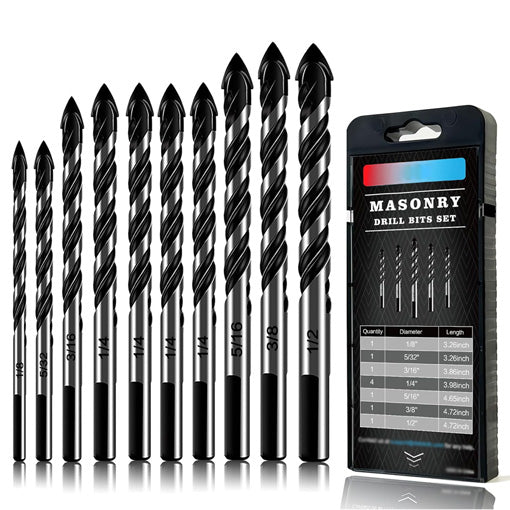 10-Piece Masonry Drill Bit Set