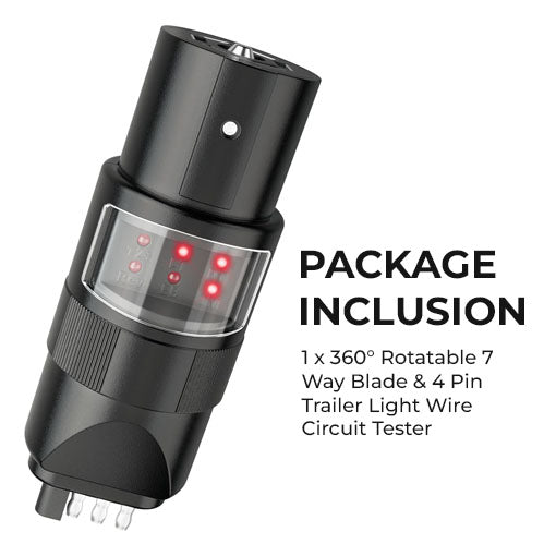 360 Rotatable 7 Way Blade & 4 Pin Trailer Light Wire Circuit Tester