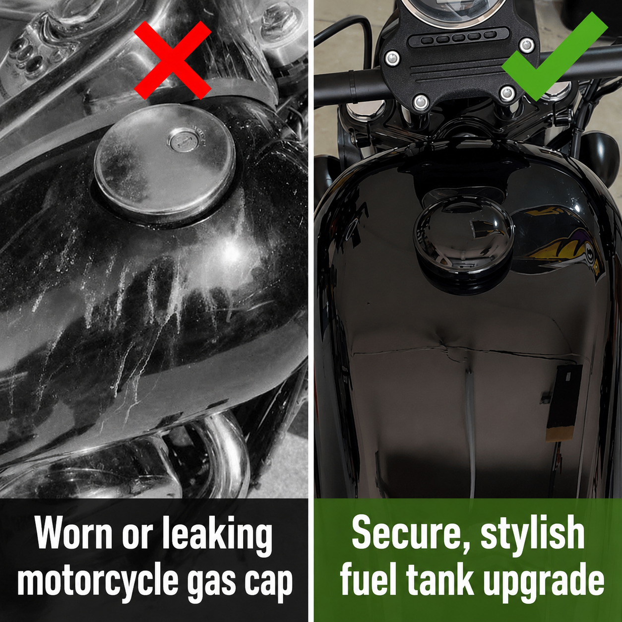 Motorcycle Screw-in Ratcheting Gloss Black Vented Gas Cap