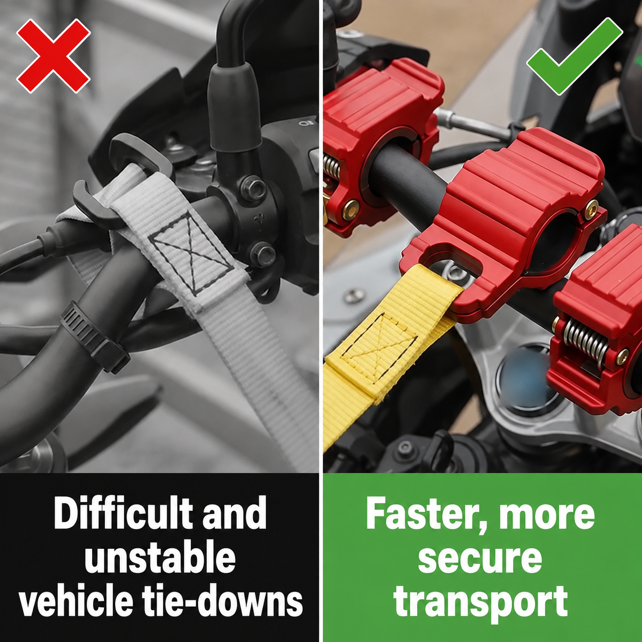 Motorcycle/ATV/UTV Handlebar Tie-Down Clamps