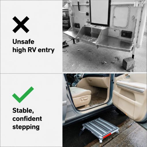 Adjustable RV Steps Extra Large Platform