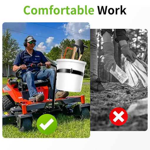 Clamp-on Zero Turn Mower Bucket Holder