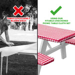 Fitable Checkered Picnic Table Cloth Set