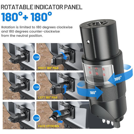 360 Rotatable 7 Way Blade & 4 Pin Trailer Light Wire Circuit Tester