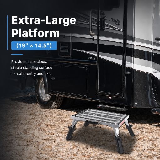 Adjustable RV Steps Extra Large Platform