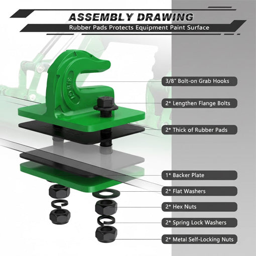 Tractor Bucket Grab Hook with Rubber Pads