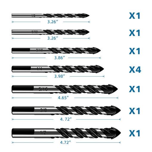 10-Piece Masonry Drill Bit Set