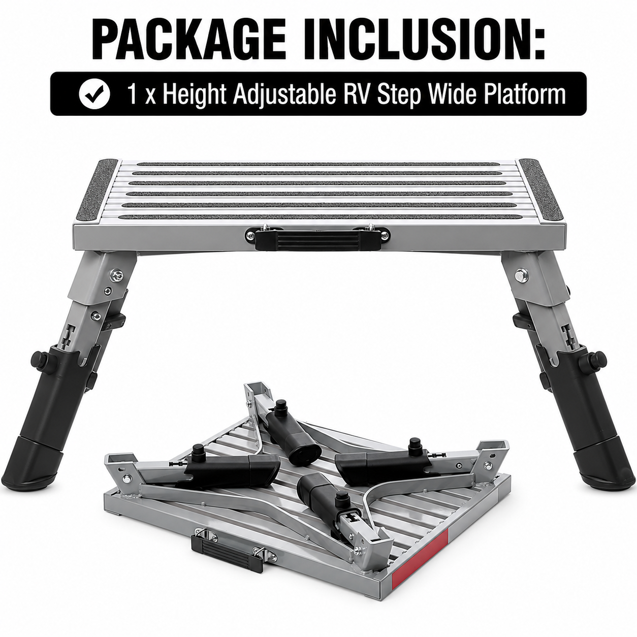 Height Adjustable RV Step Wide Platform