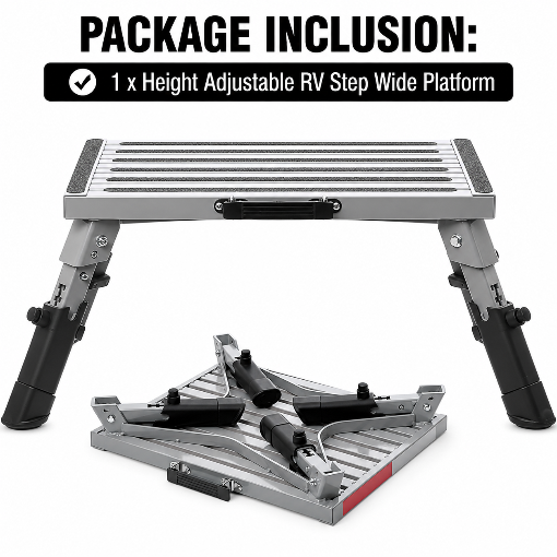 Height Adjustable RV Step Wide Platform