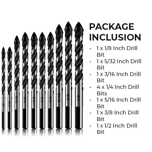 10-Piece Masonry Drill Bit Set