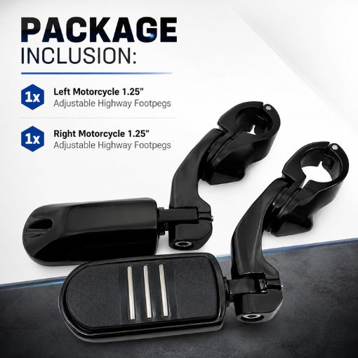 Motorcycle 1.25" Adjustable Highway Footpegs