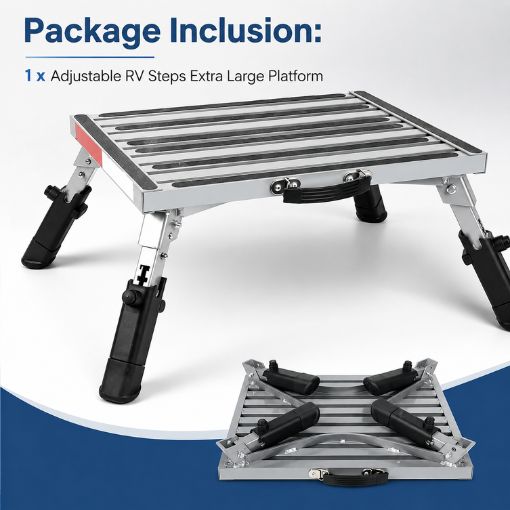 Adjustable RV Steps Extra Large Platform