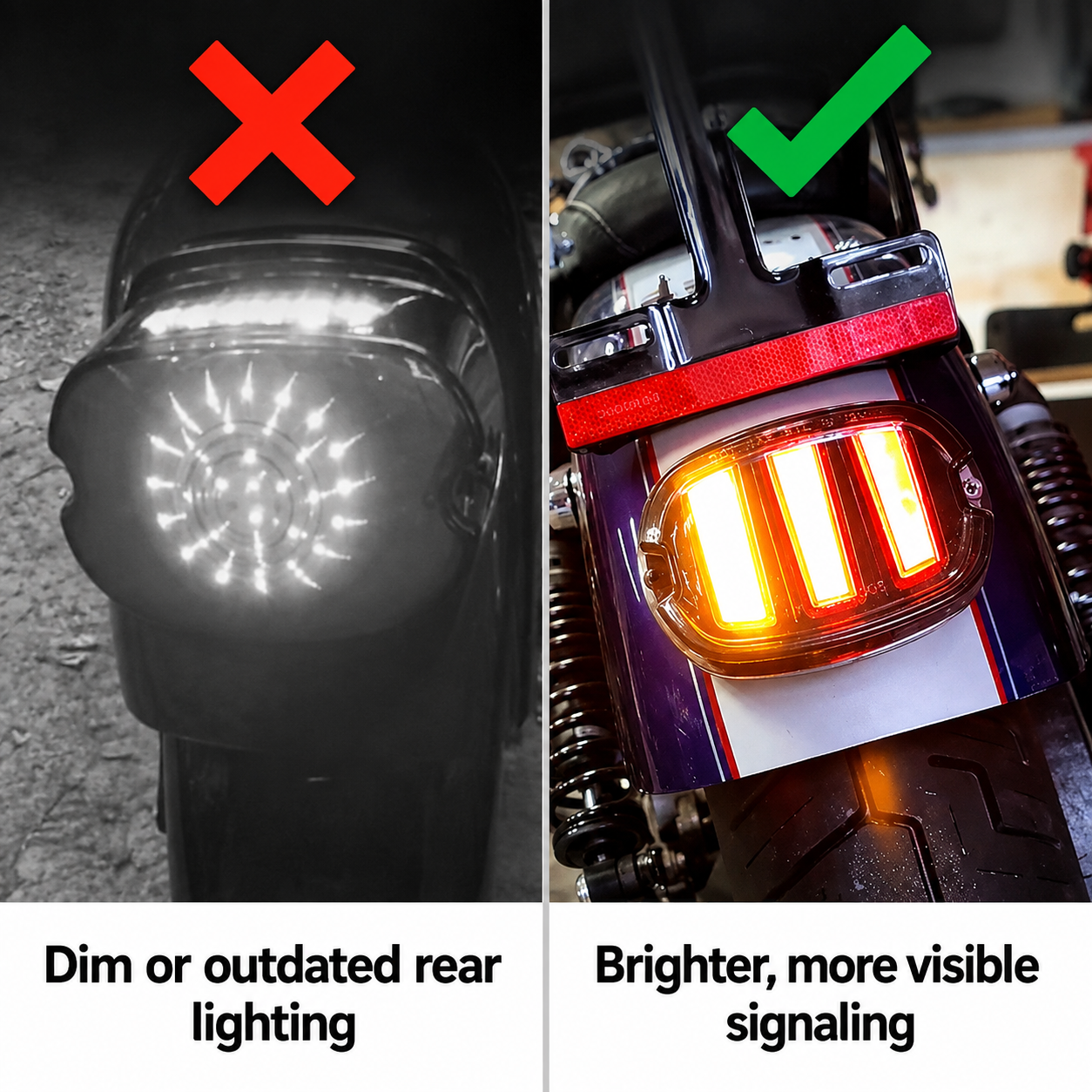 Motorcycle Stripe-Design LED Brake Tail Light with F1 Turn Signal