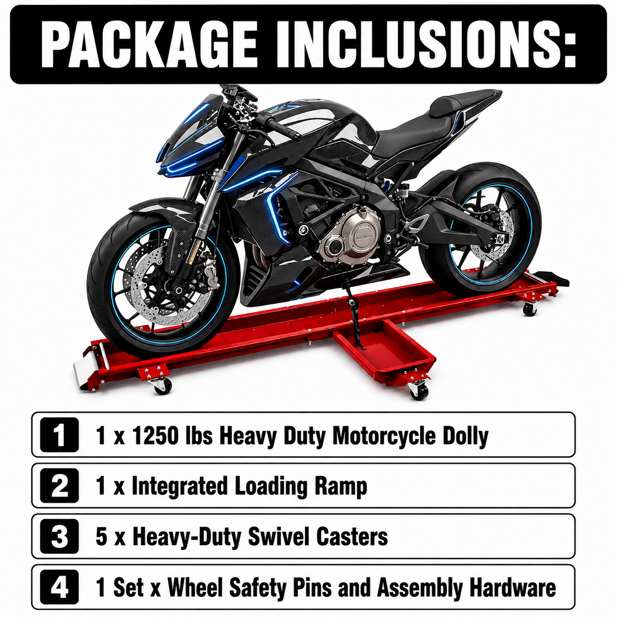 1250 lbs Heavy Duty Motorcycle Dolly