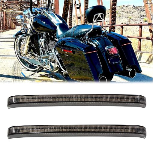 Motorcycle LED Saddlebag Tail Lights with Sequential Amber Turn Signals Brake Light