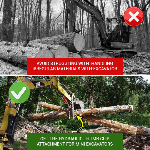 Hydraulic Thumb Clip Attachment for Mini Excavators