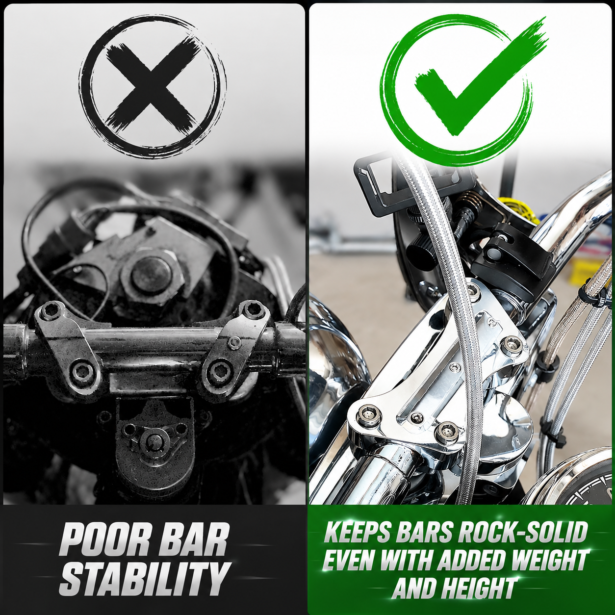 Motorcycle Anti-Slip Handlebar Risers 1'' Top Clamp