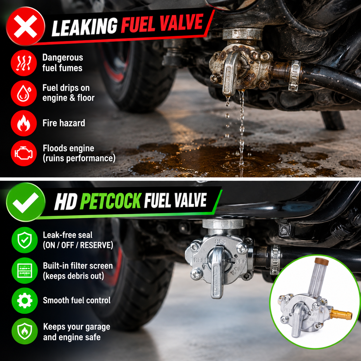 HD Motorcycle 22mm Petcock Fuel Valve Replacement