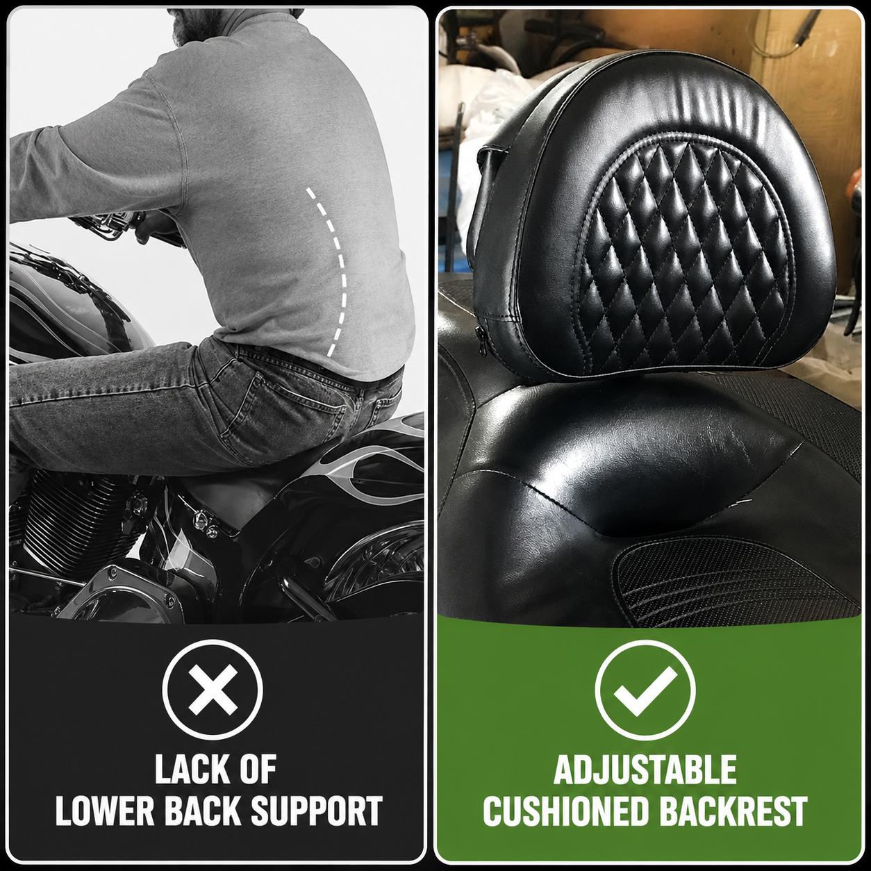 Motorcycle Adjustable Plug-in Driver Backrest