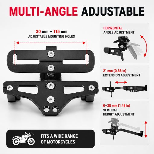 Universal Adjustable Motorcycle License Plate Bracket