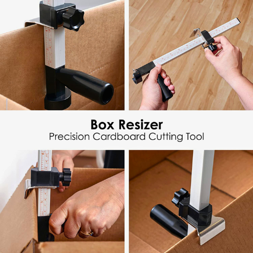 Box Resizer Tool - Handheld Box Cutter with Preforated Scoring Wheel to  Reduce Cardboard Shipping Box Size - BUNDLE with Sticker Label Remover to  Reuse Boxes : Office Products 