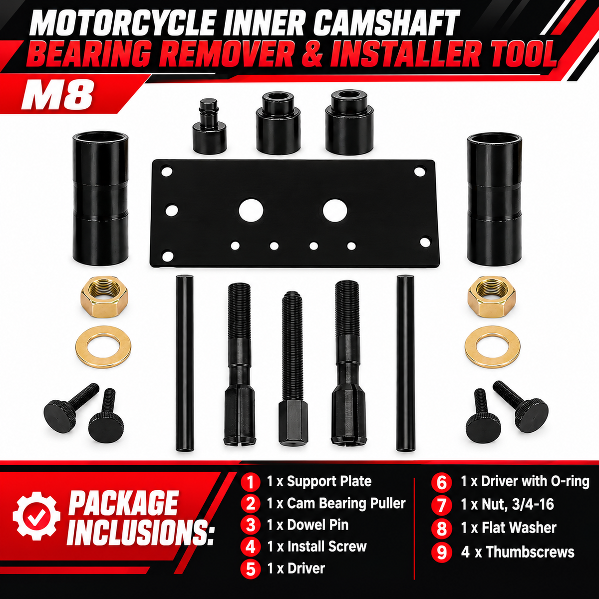 Motorcycle Inner Camshaft Bearing Remover & Installer Tool