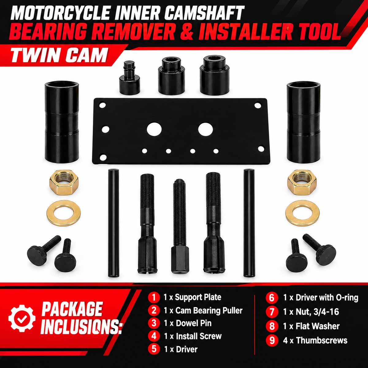Motorcycle Inner Camshaft Bearing Remover & Installer Tool