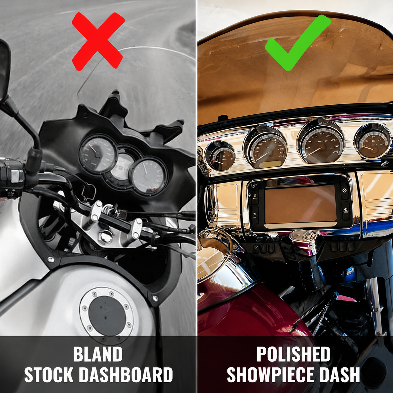 2014-2019 Motorcycle Chrome-Finish Dashboard Kit