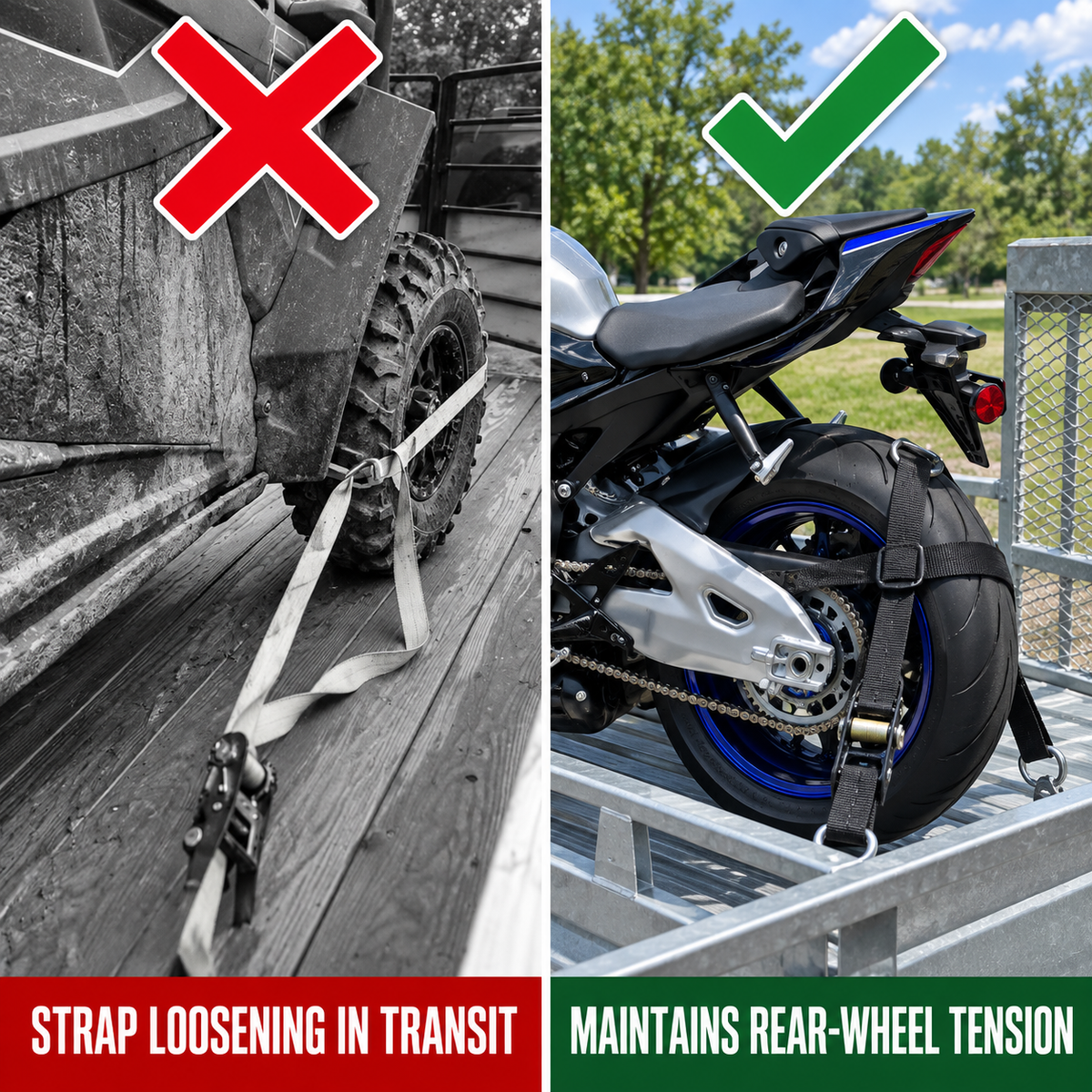 Universal Motorcycle Rear Wheel Tie Down Strap