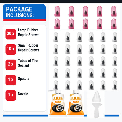 40 PCS Quick Fix Screw-in Tire Plug Kit