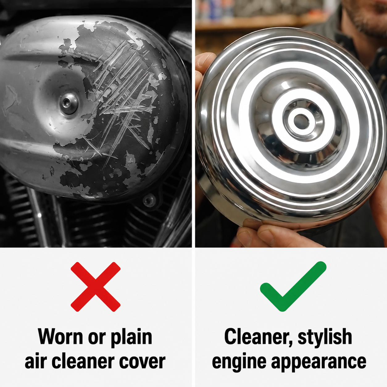 Motorcycle 7" Round Ripple Air Cleaner Intake Filter Cover