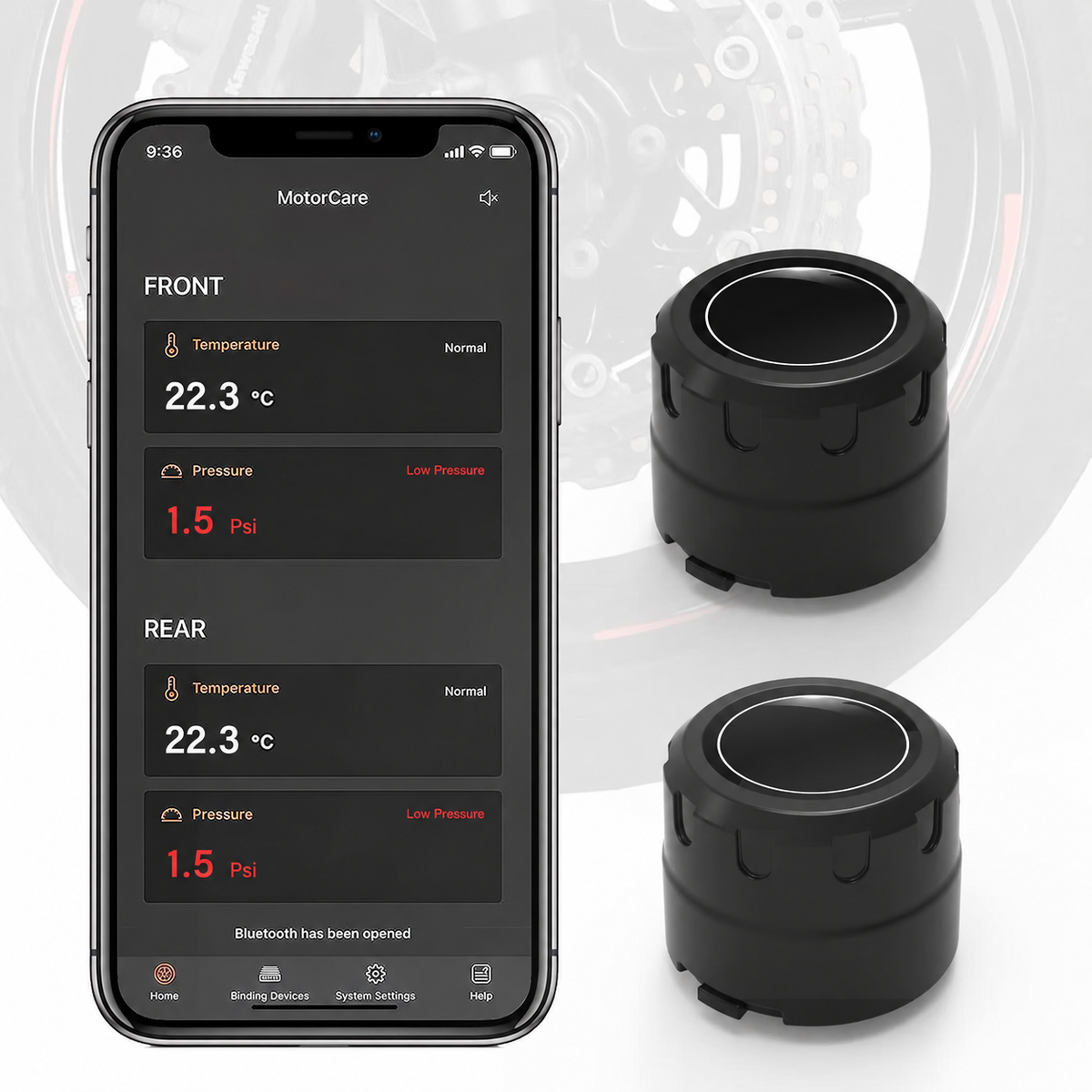 Wireless Motorcycle Tire Pressure Monitoring System