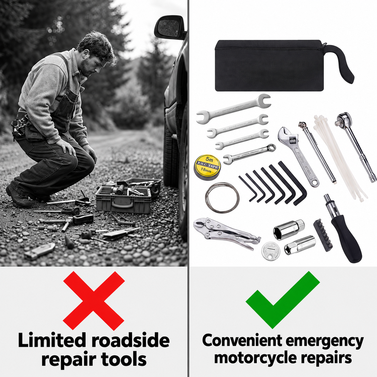 HD Compact Motorcycle Roadside Repair Tool Kit