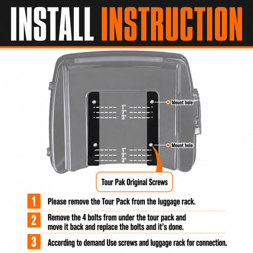 Adjustable 1''-3'' Tour Pack Trunk Luggage Relocator Kit