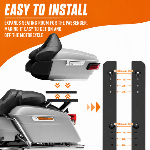 Adjustable 1''-3'' Tour Pack Trunk Luggage Relocator Kit
