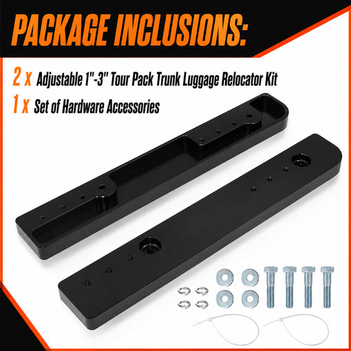 Adjustable 1''-3'' Tour Pack Trunk Luggage Relocator Kit