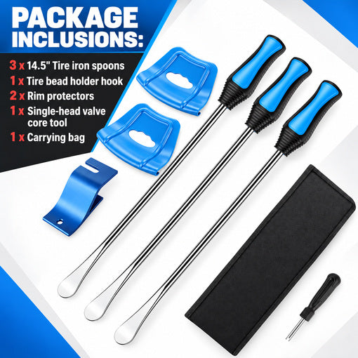 Motorcycle Tire Changing Spoon Kit with Bead Holder and Rim Protector