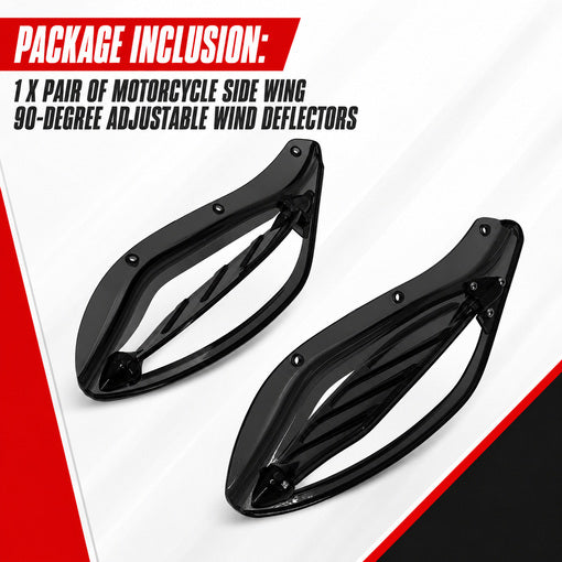 Motorcycle Side Wing 90-Degree Adjustable Wind Deflectors